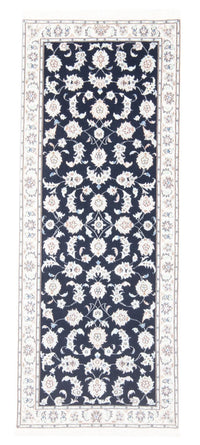 Tapis de couloir Tapis persan - Nain - Royal - 196 x 80 cm - bleu foncé