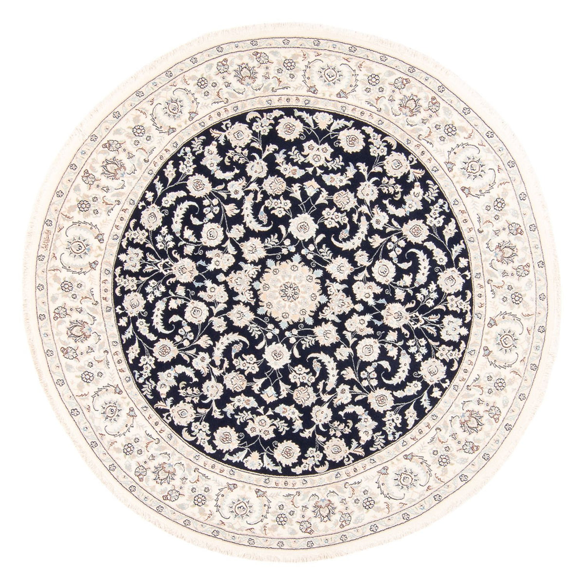 Tapis persan - Nain ronde  - 202 x 202 cm - bleu foncé