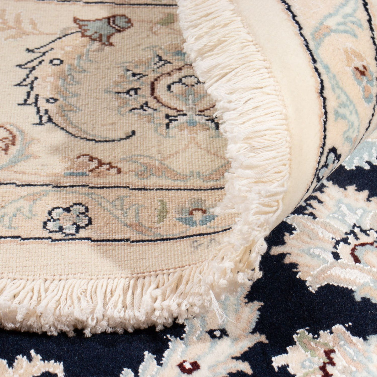 Tapis persan - Nain ronde  - 202 x 202 cm - bleu foncé