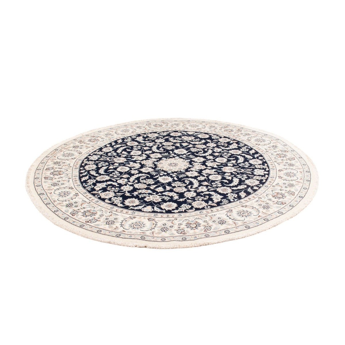 Tapis persan - Nain ronde  - 202 x 202 cm - bleu foncé