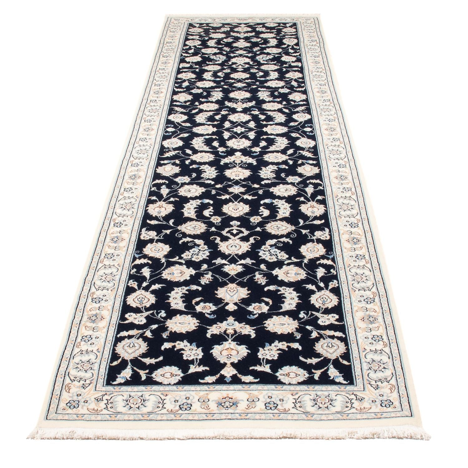 Tapis de couloir Tapis persan - Nain - Premium - 352 x 82 cm - bleu foncé