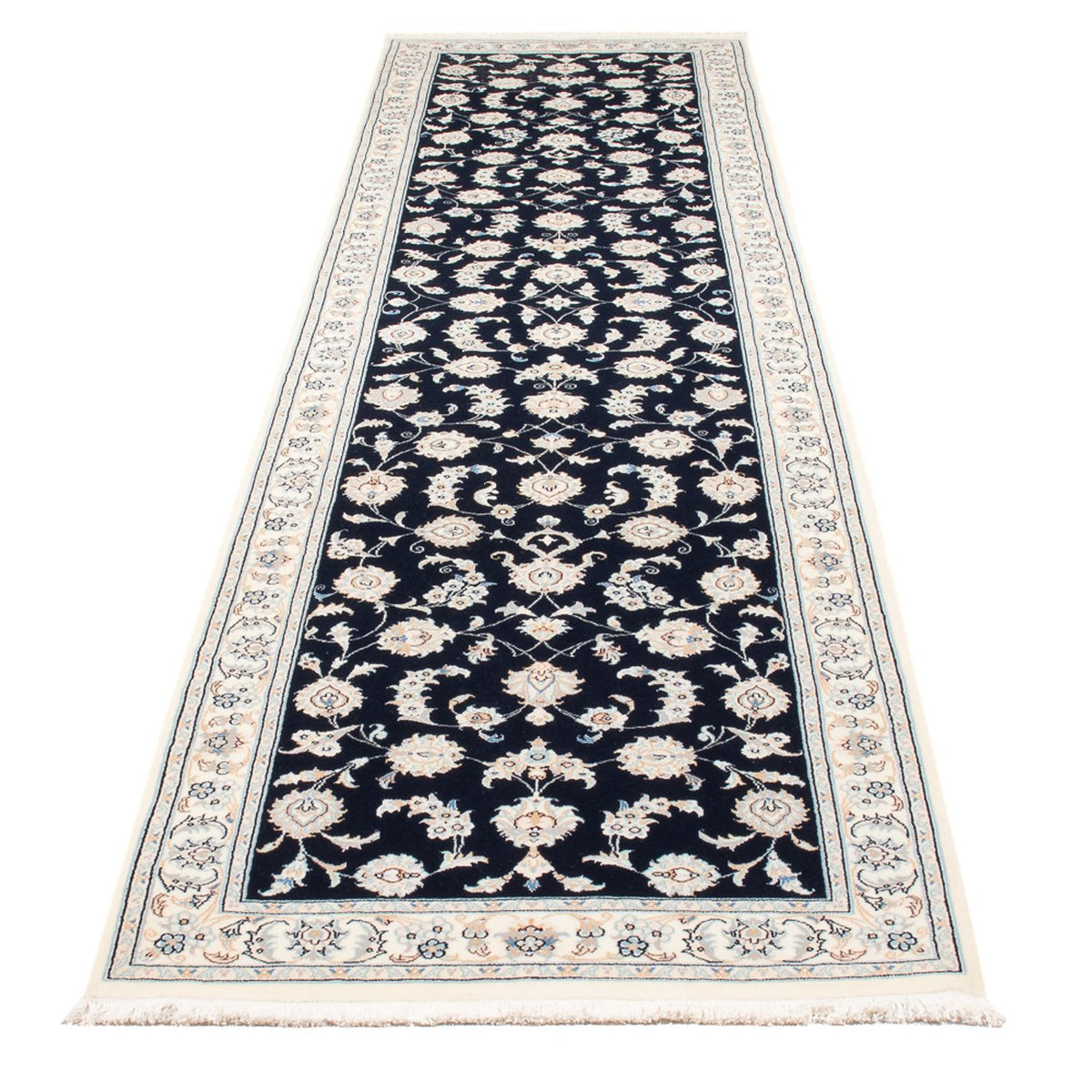 Tapis de couloir Tapis persan - Nain - Premium - 352 x 82 cm - bleu foncé