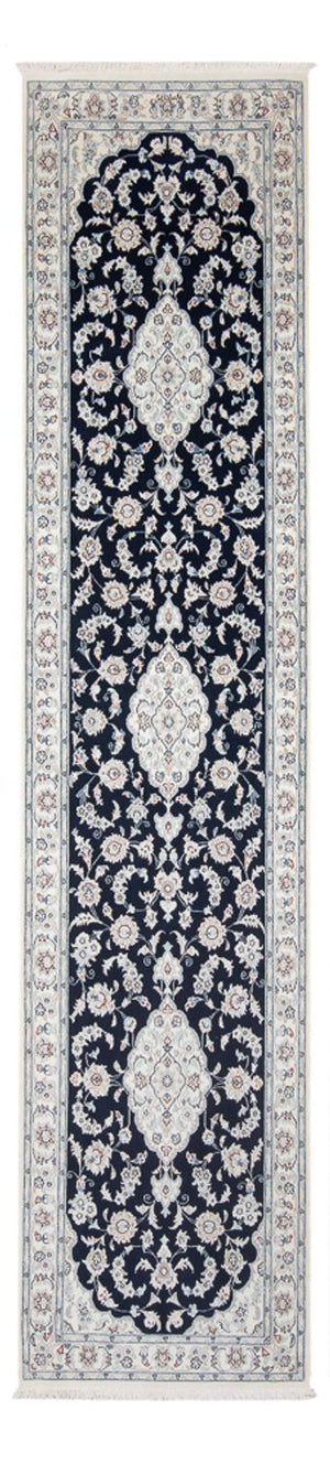 Tapis de couloir Tapis persan - Nain - Premium - 339 x 86 cm - bleu foncé