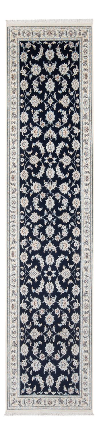 Tapis de couloir Tapis persan - Nain - Premium - 304 x 81 cm - bleu foncé