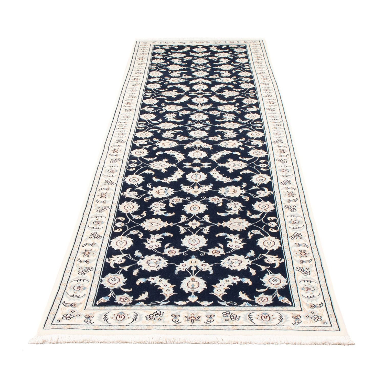 Tapis de couloir Tapis persan - Nain - Premium - 304 x 81 cm - bleu foncé