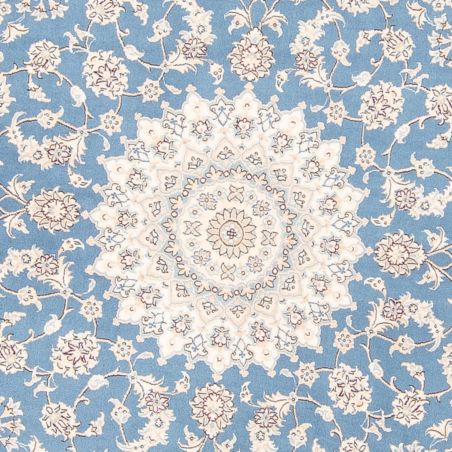 Tapis persan - Nain ronde  - 200 x 200 cm - bleu clair