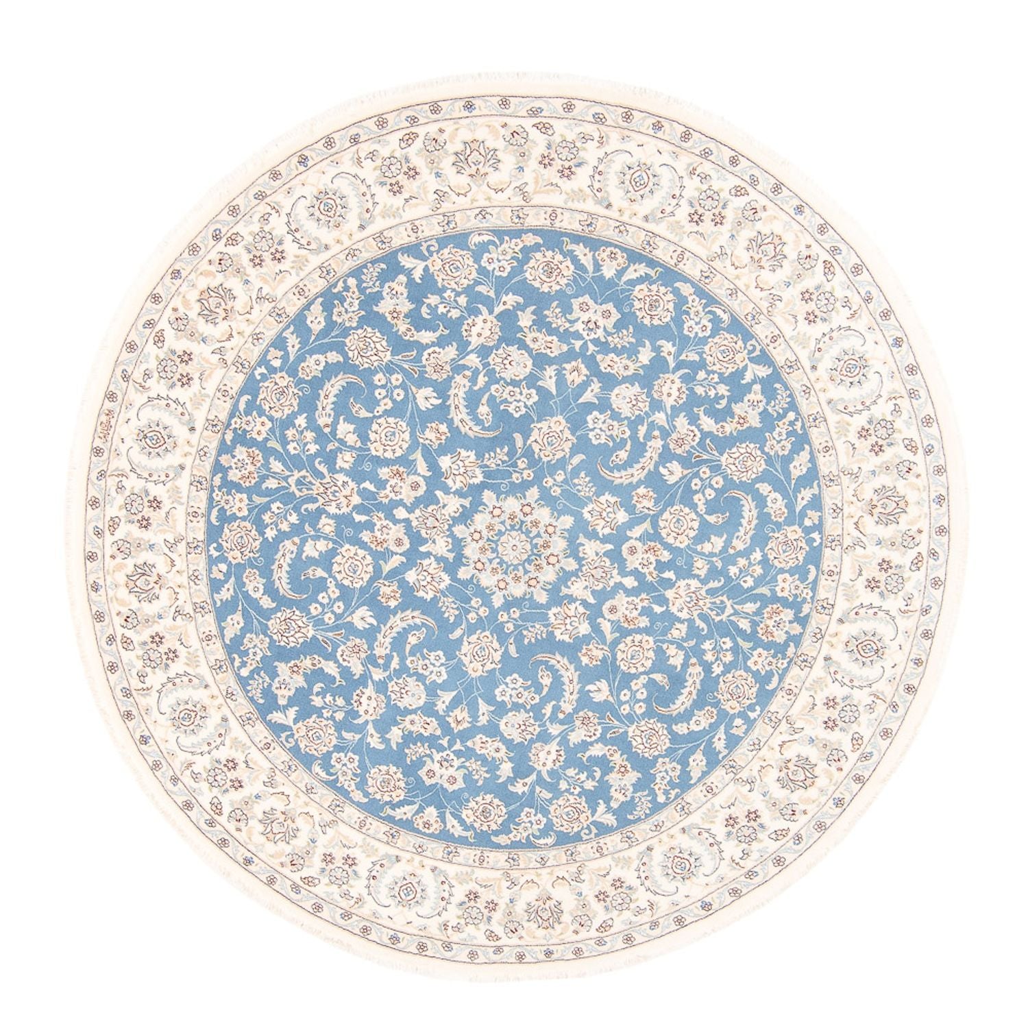 Tapis persan - Nain ronde  - 212 x 203 cm - bleu clair