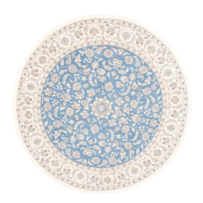 Tapis persan - Nain ronde  - 212 x 203 cm - bleu clair
