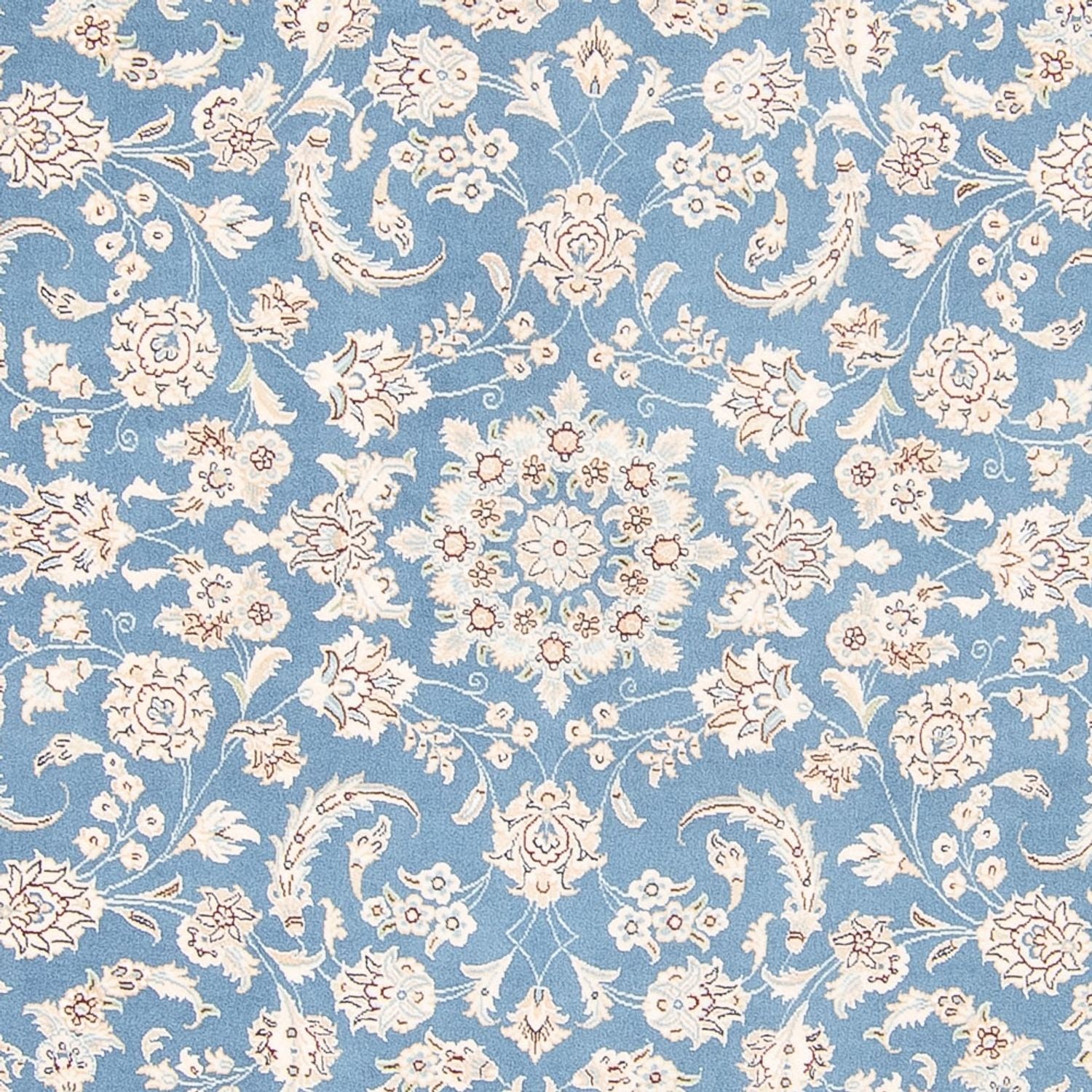 Tapis persan - Nain ronde  - 212 x 203 cm - bleu clair