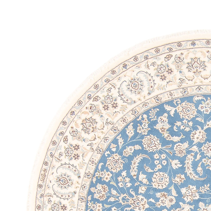 Tapis persan - Nain ronde  - 212 x 203 cm - bleu clair