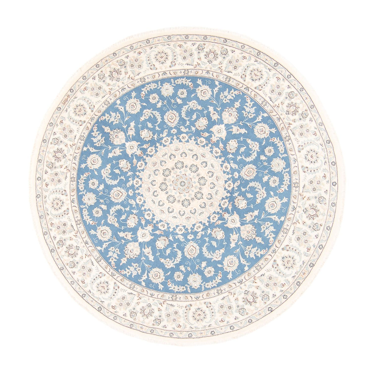 Tapis persan - Nain ronde  - 202 x 197 cm - bleu clair