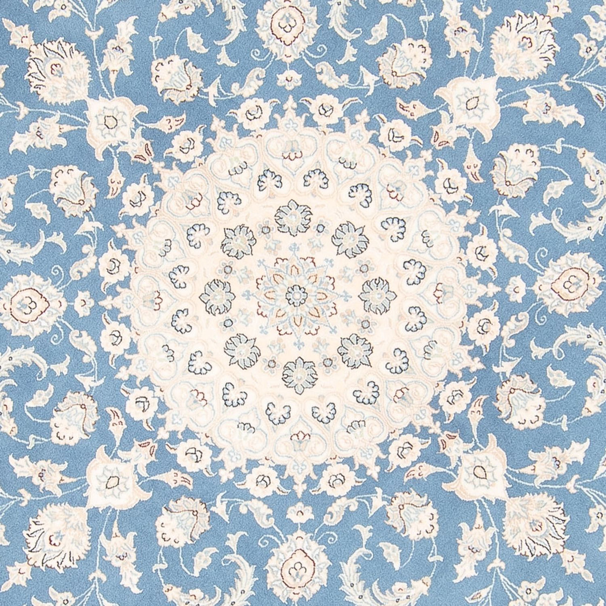 Tapis persan - Nain ronde  - 202 x 197 cm - bleu clair