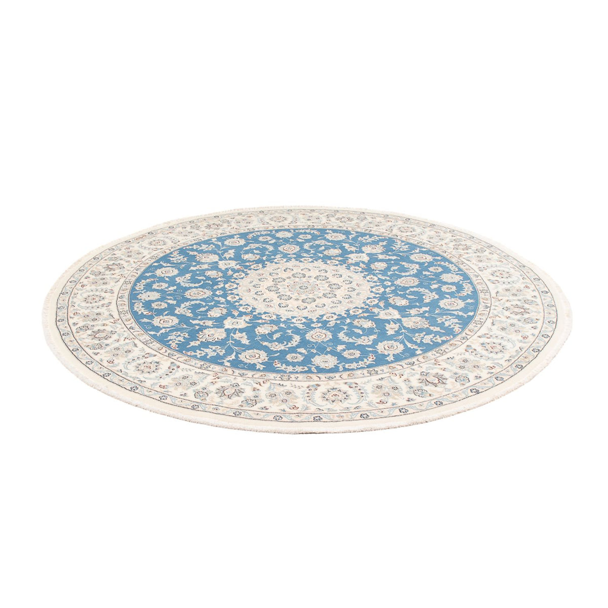 Tapis persan - Nain ronde  - 202 x 197 cm - bleu clair