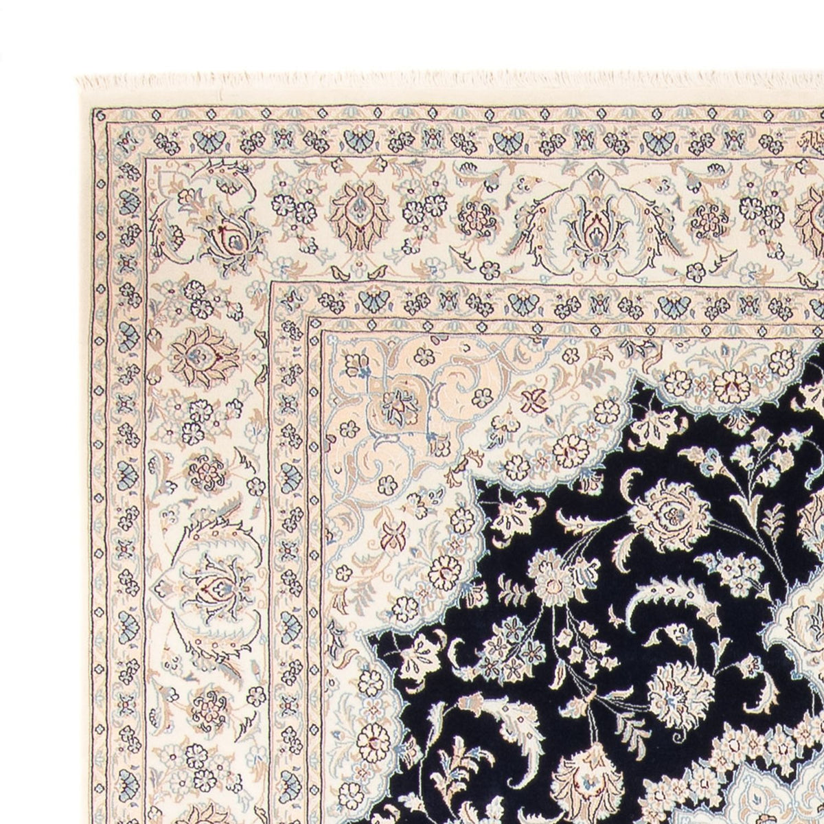 Tapis persan - Nain - 266 x 223 cm - bleu foncé