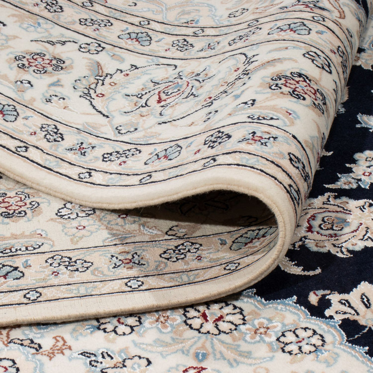 Tapis persan - Nain - 266 x 223 cm - bleu foncé