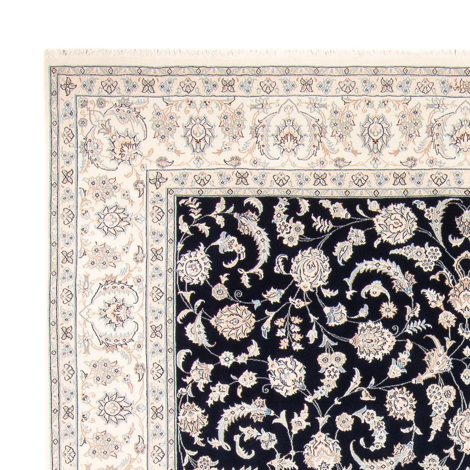 Tapis persan - Nain - 265 x 247 cm - bleu foncé