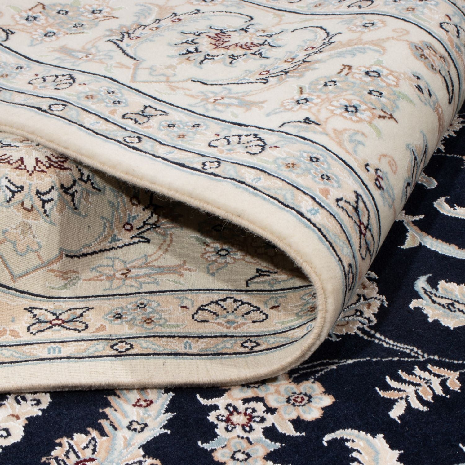 Tapis persan - Nain - 265 x 247 cm - bleu foncé