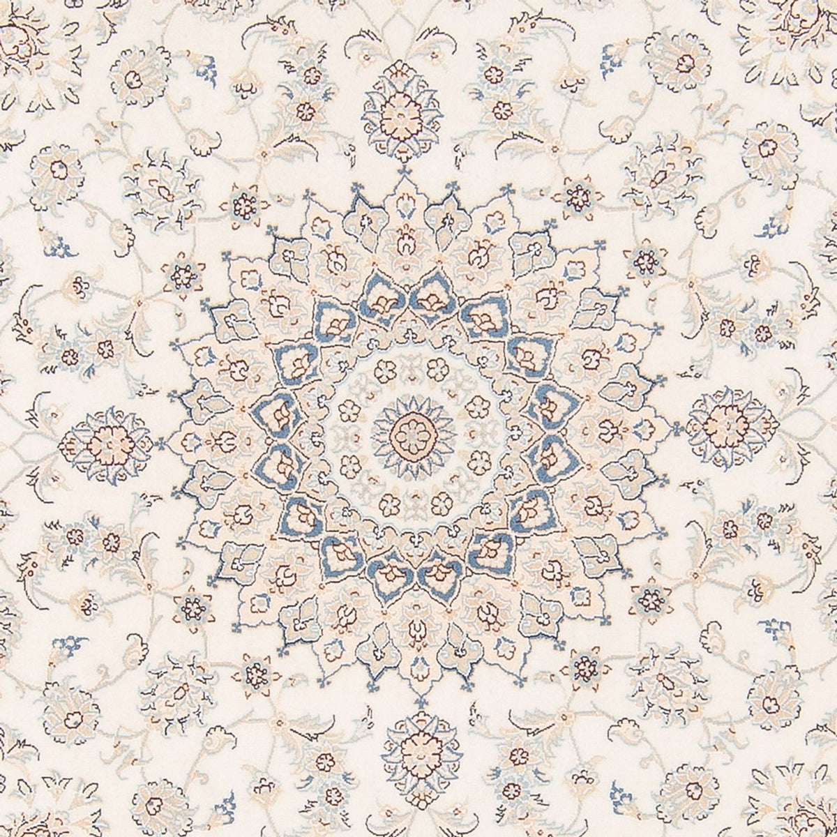 Tapis persan - Nain ronde  - 200 x 200 cm - crème