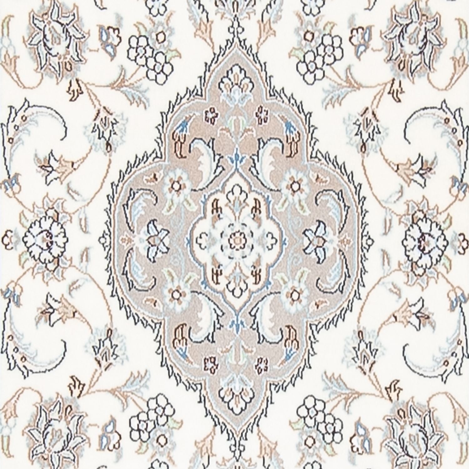 Tapis de couloir Tapis persan - Nain - Premium - 398 x 88 cm - crème