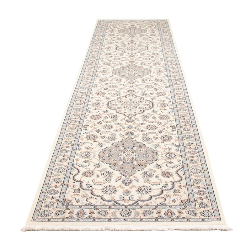 Tapis de couloir Tapis persan - Nain - Premium - 398 x 88 cm - crème