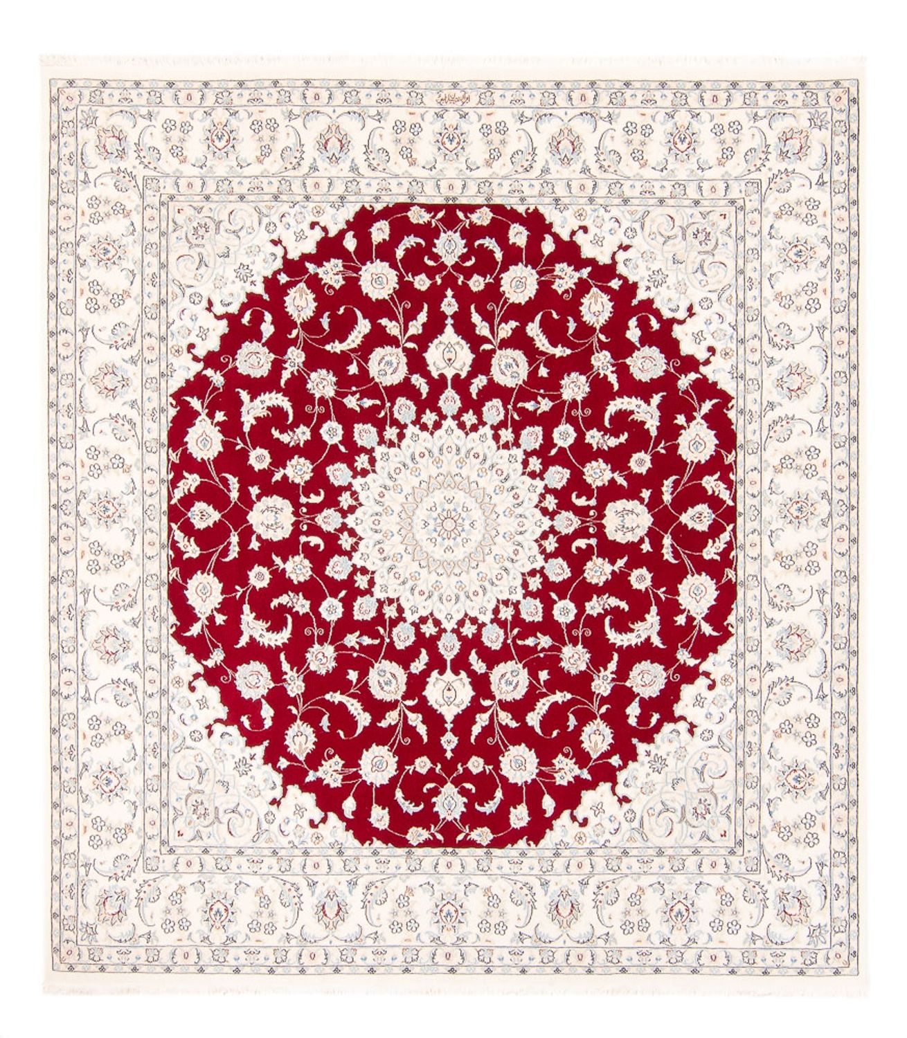 Tapis persan - Nain carré  - 210 x 194 cm - rouge
