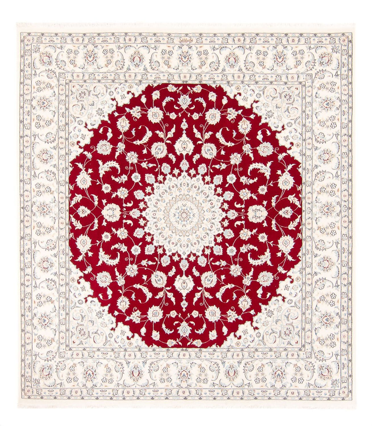 Tapis persan - Nain carré  - 210 x 194 cm - rouge