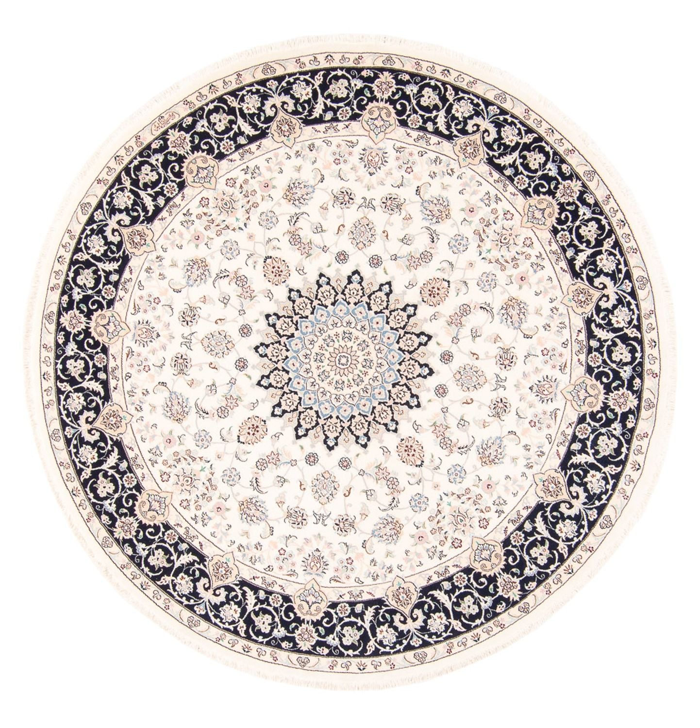 Tapis persan - Nain ronde  - 200 x 200 cm - crème