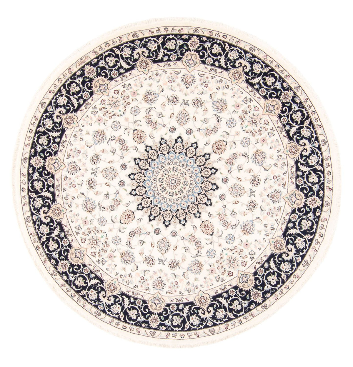 Tapis persan - Nain ronde  - 200 x 200 cm - crème