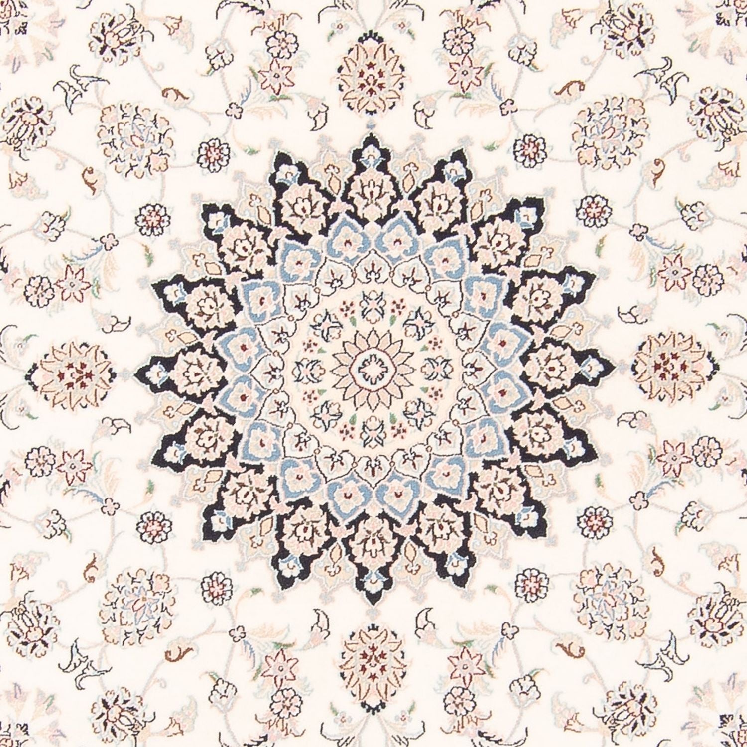 Tapis persan - Nain ronde  - 200 x 200 cm - crème