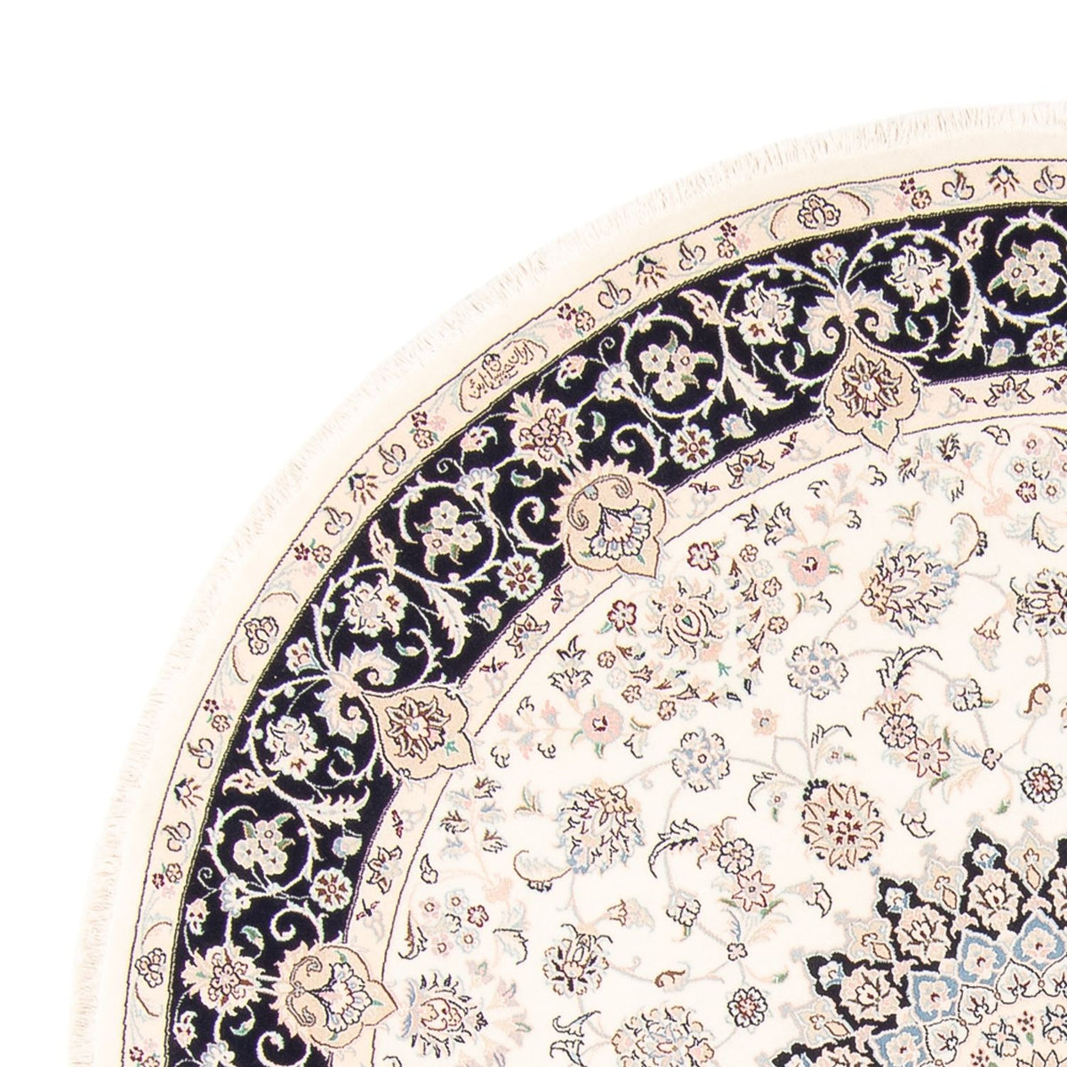 Tapis persan - Nain ronde  - 200 x 200 cm - crème