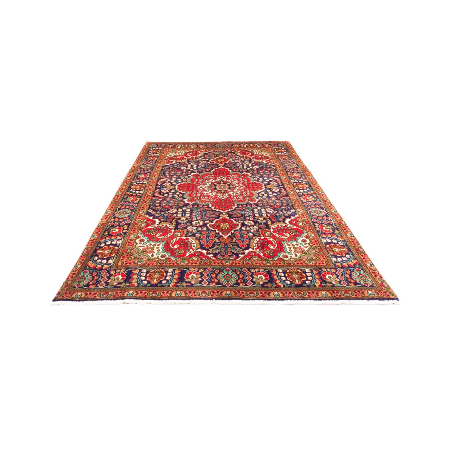 Tapis persan - Tabriz - 300 x 206 cm - bleu foncé