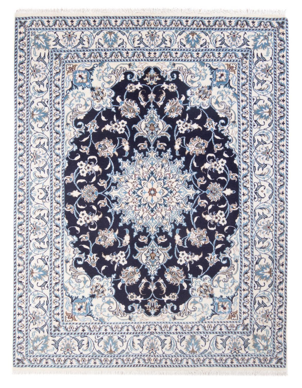 Tapis persan - Nain - Royal - 197 x 146 cm - bleu foncé