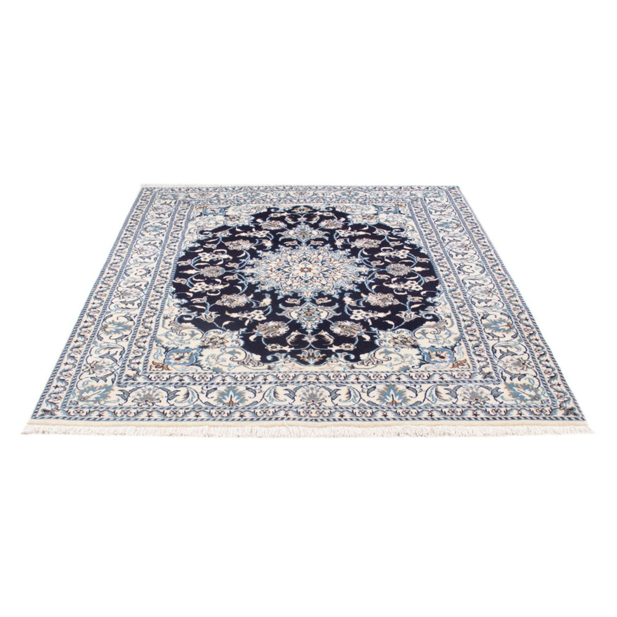 Tapis persan - Nain - Royal - 197 x 146 cm - bleu foncé
