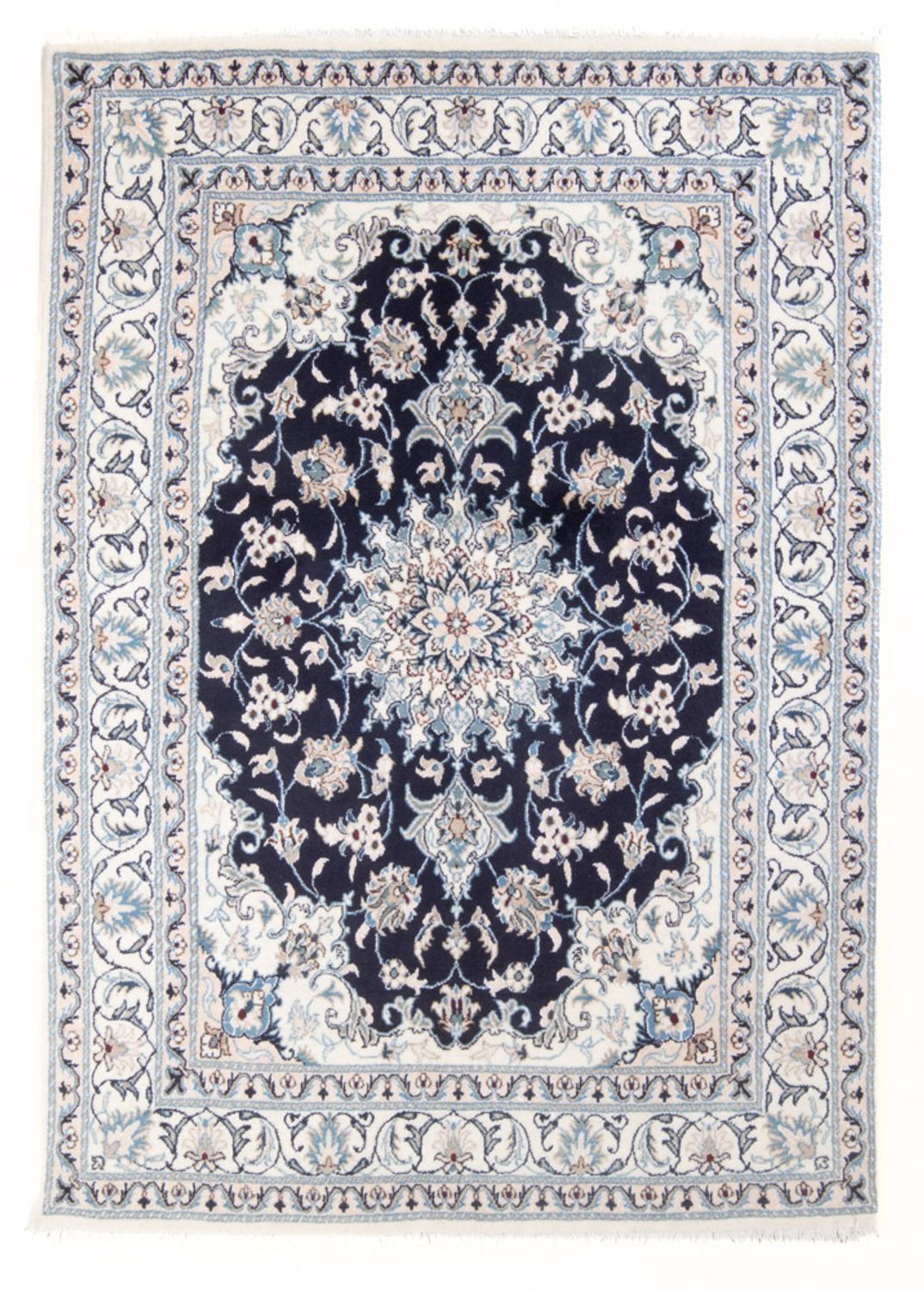 Tapis persan - Nain - Royal - 204 x 141 cm - bleu foncé