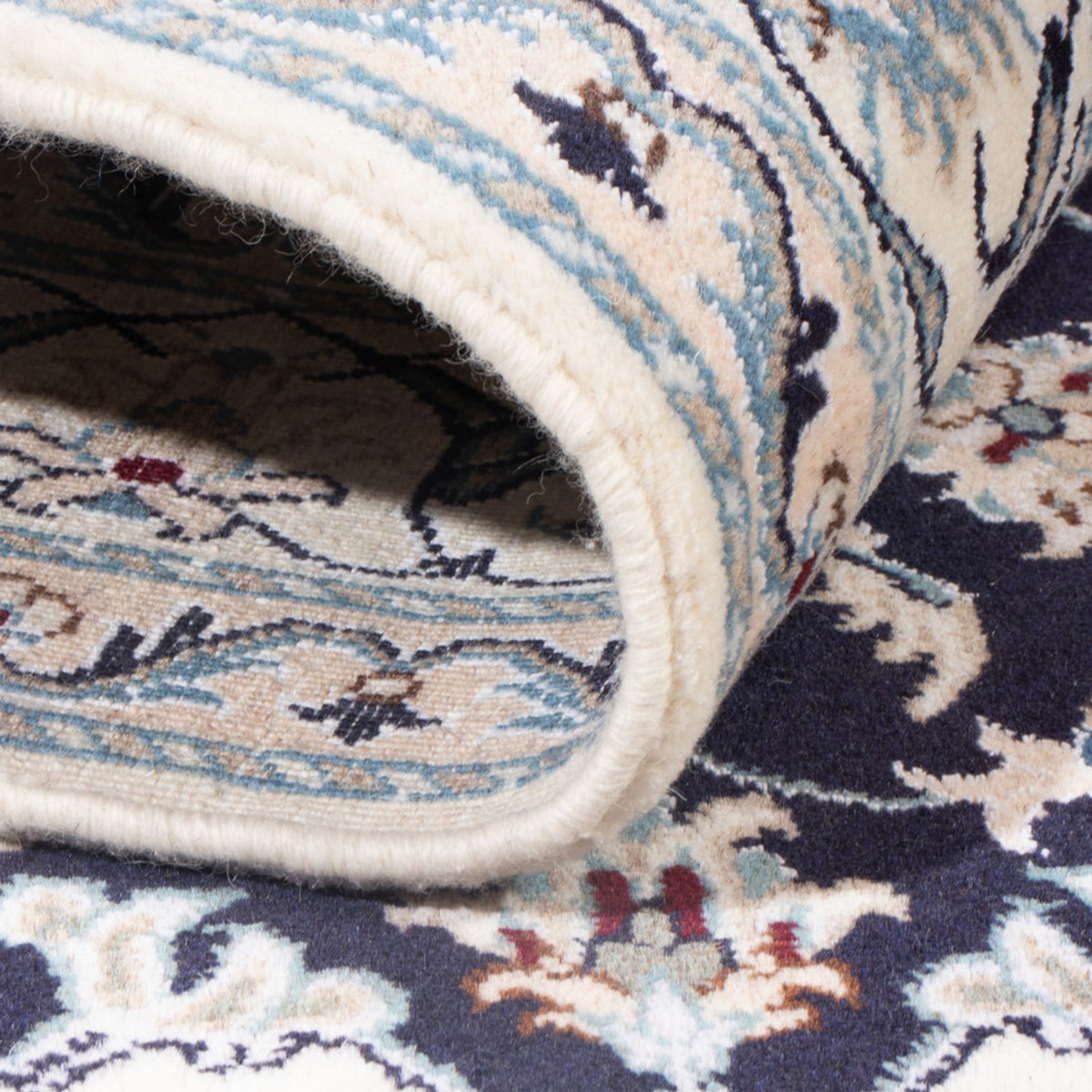 Tapis persan - Nain - Royal - 204 x 141 cm - bleu foncé