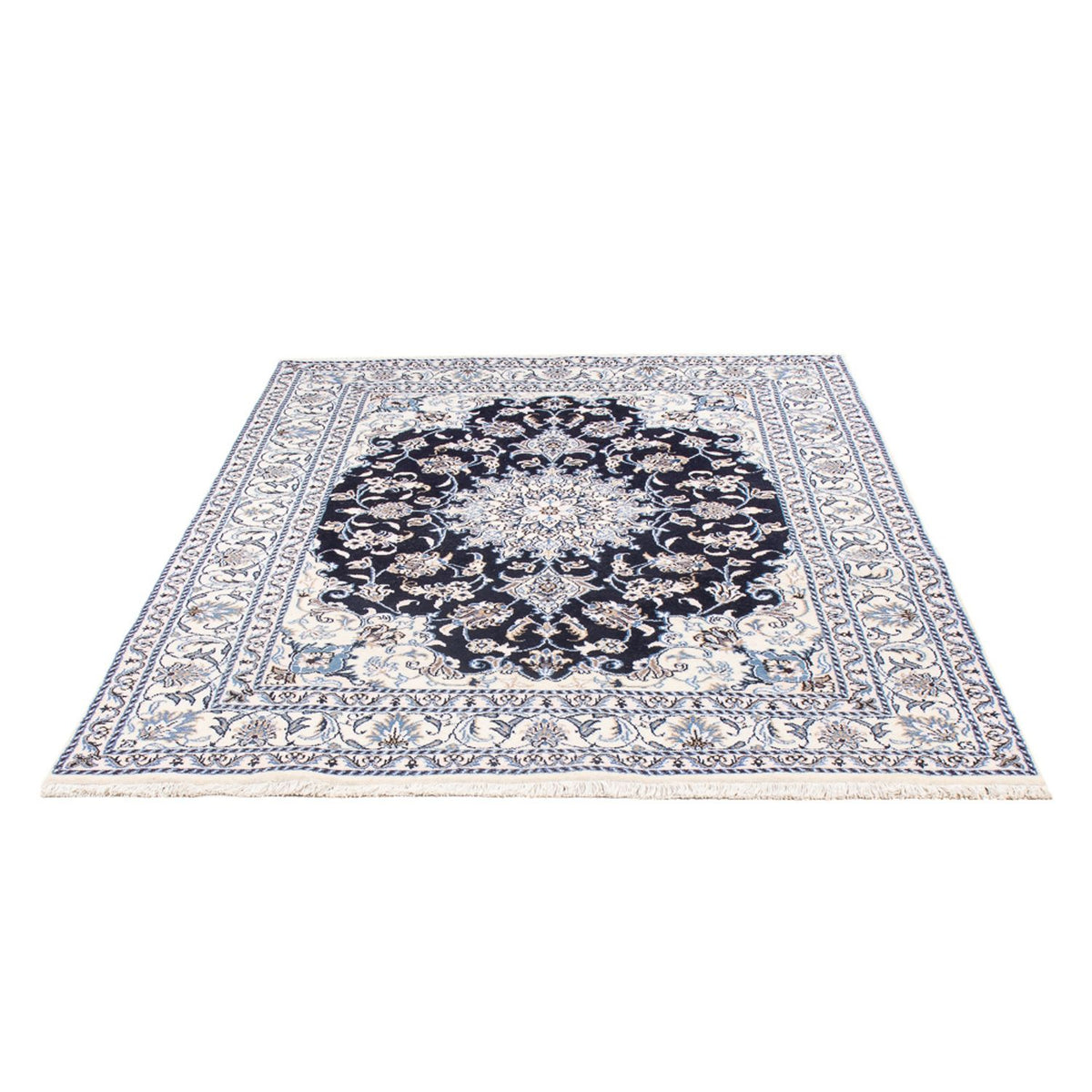 Tapis persan - Nain - Royal - 208 x 144 cm - bleu foncé