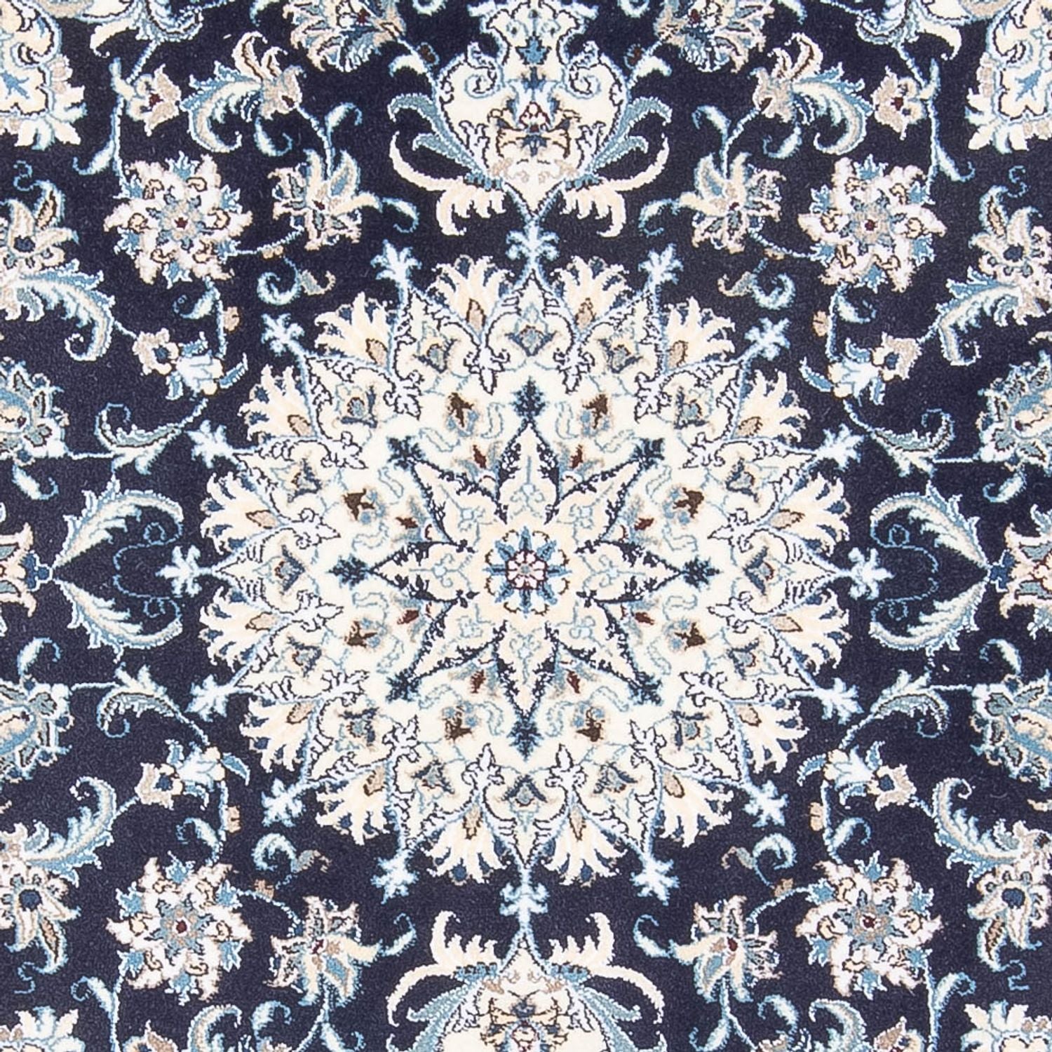 Tapis persan - Nain carré  - 200 x 196 cm - bleu foncé