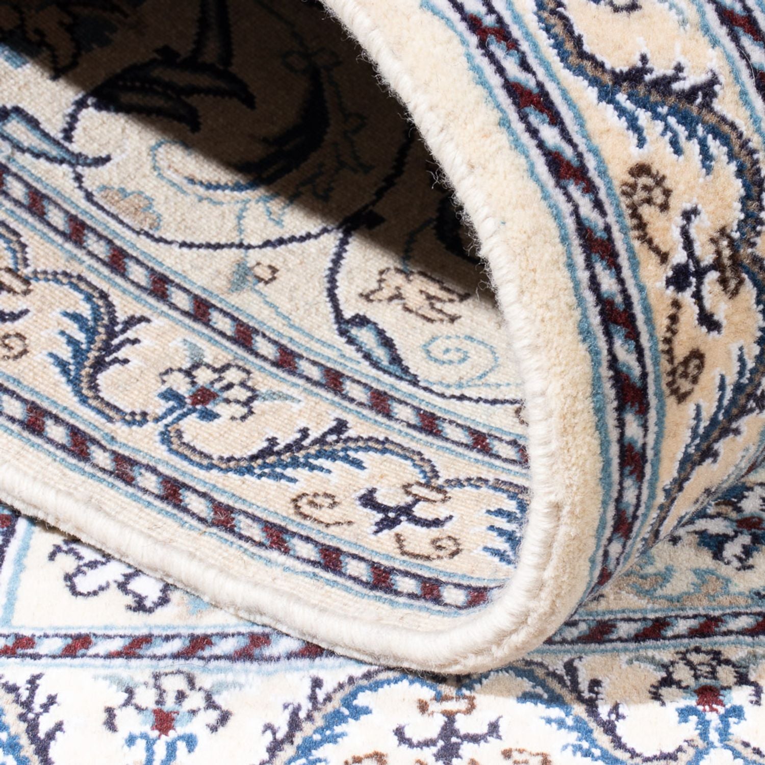 Tapis persan - Nain carré  - 200 x 196 cm - bleu foncé