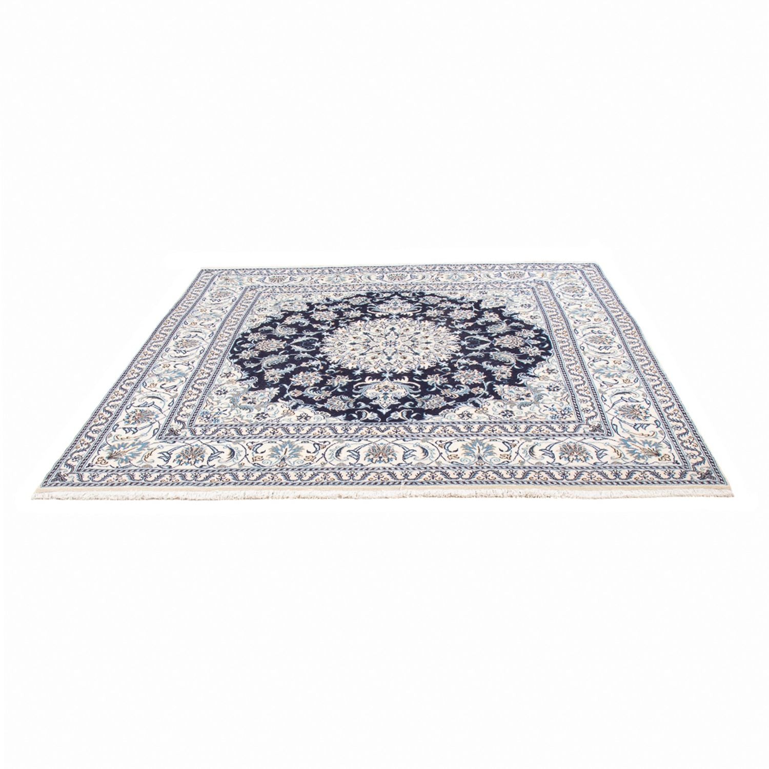Tapis persan - Nain carré  - 200 x 196 cm - bleu foncé