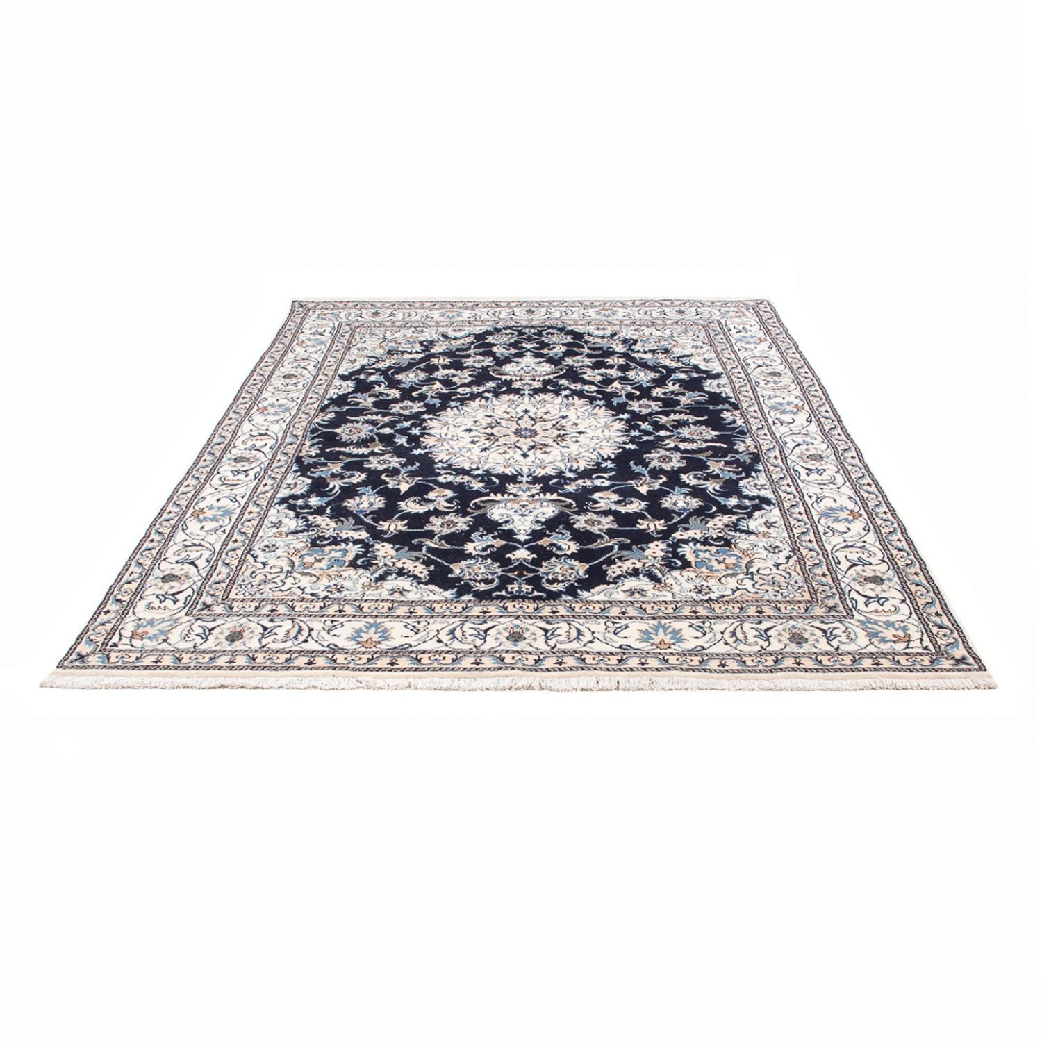 Tapis persan - Nain - 241 x 167 cm - bleu foncé