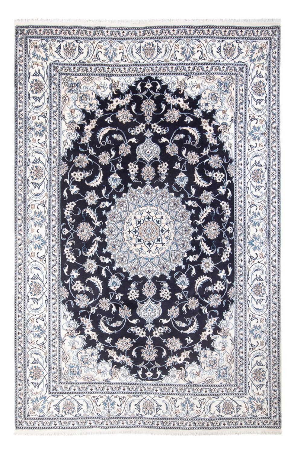 Tapis persan - Nain - 295 x 191 cm - bleu foncé