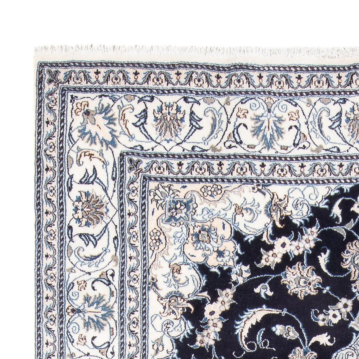 Tapis persan - Nain - 295 x 191 cm - bleu foncé