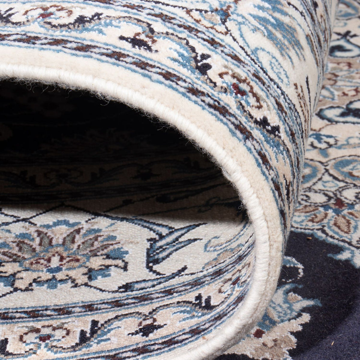 Tapis persan - Nain - 295 x 191 cm - bleu foncé