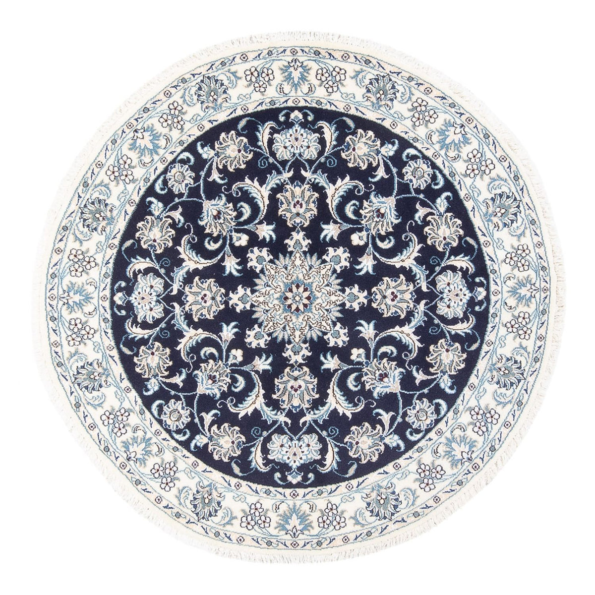 Tapis persan - Nain ronde  - 150 x 150 cm - bleu foncé