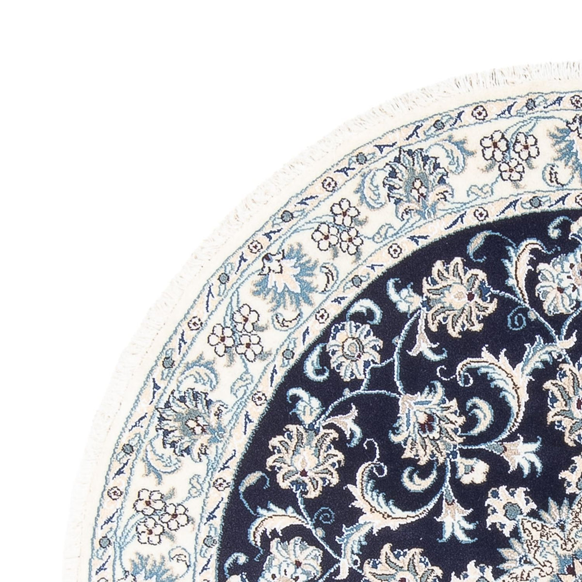 Tapis persan - Nain ronde  - 150 x 150 cm - bleu foncé