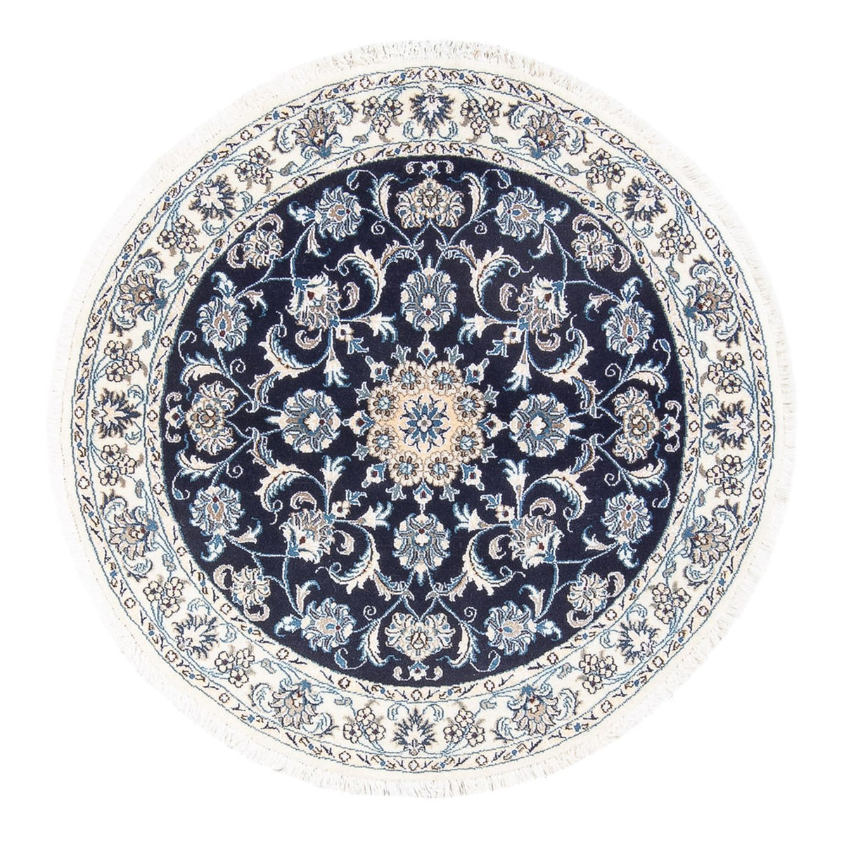 Tapis persan - Nain ronde  - 150 x 150 cm - bleu foncé