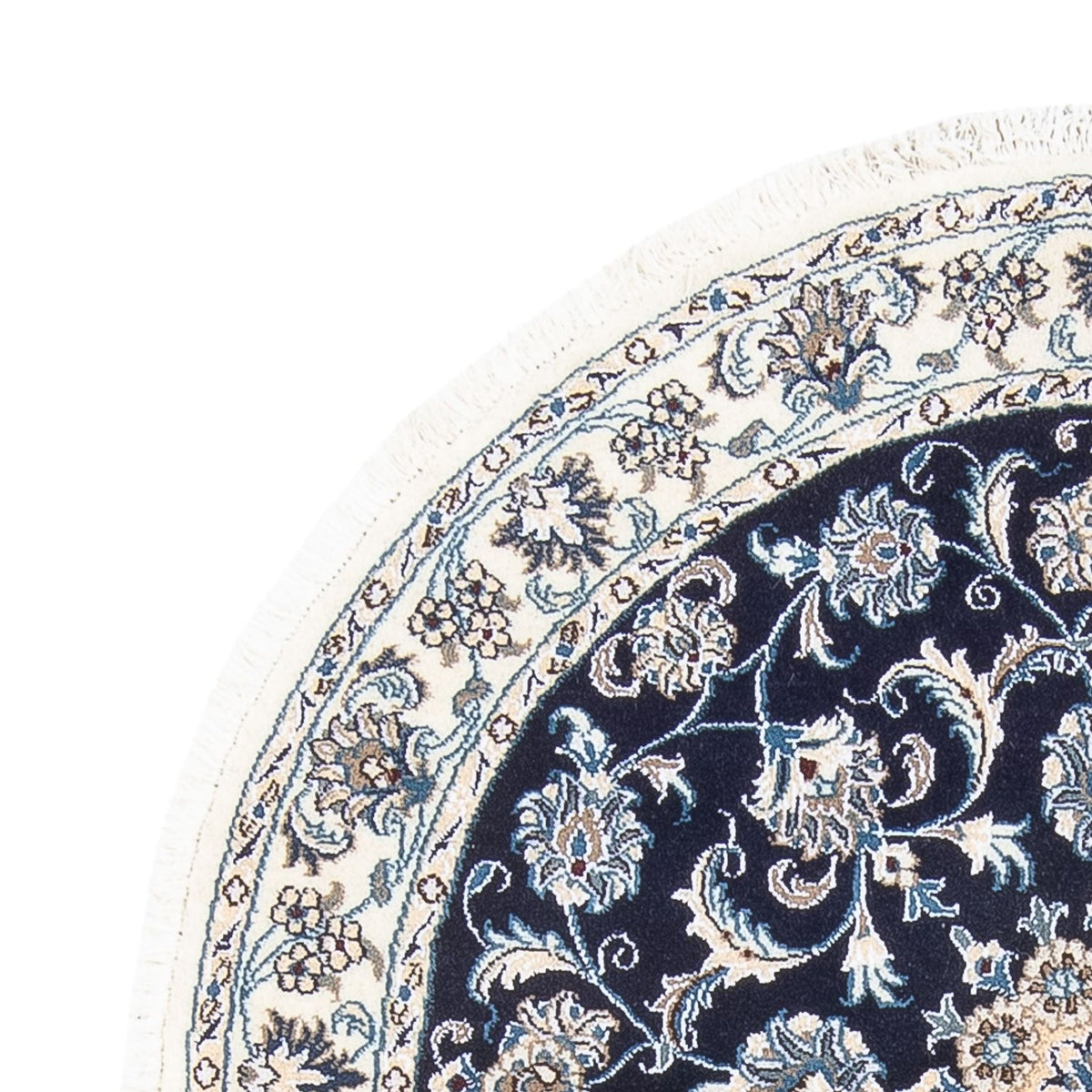 Tapis persan - Nain ronde  - 150 x 150 cm - bleu foncé