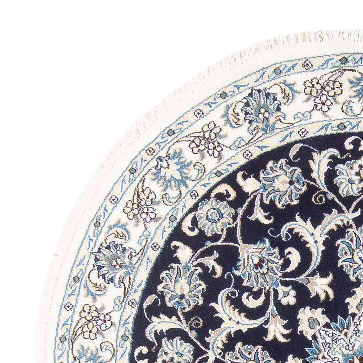 Tapis persan - Nain ronde  - 150 x 150 cm - bleu foncé