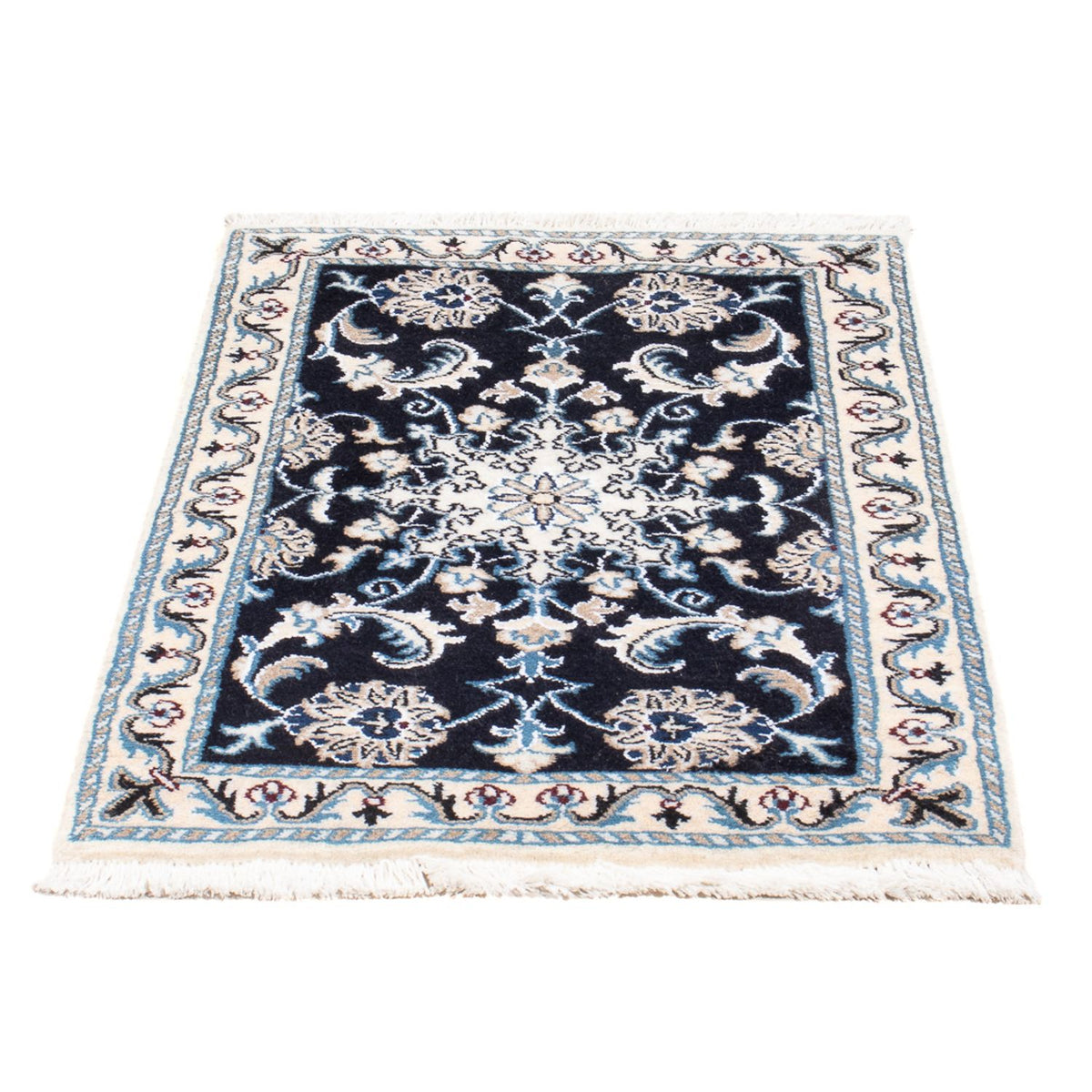 Tapis persan - Nain - Royal - 90 x 60 cm - bleu foncé