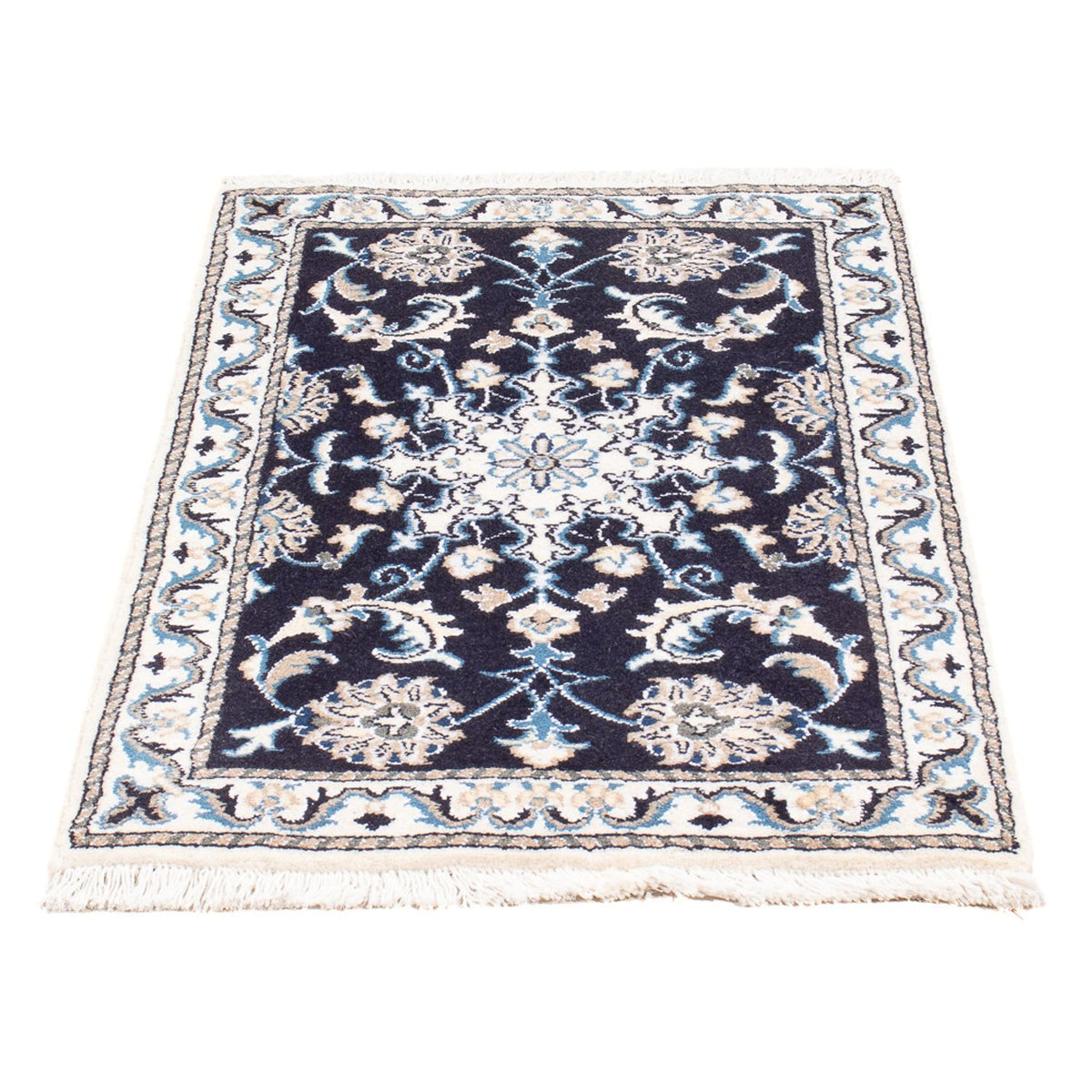 Tapis persan - Nain - Royal - 90 x 60 cm - bleu foncé